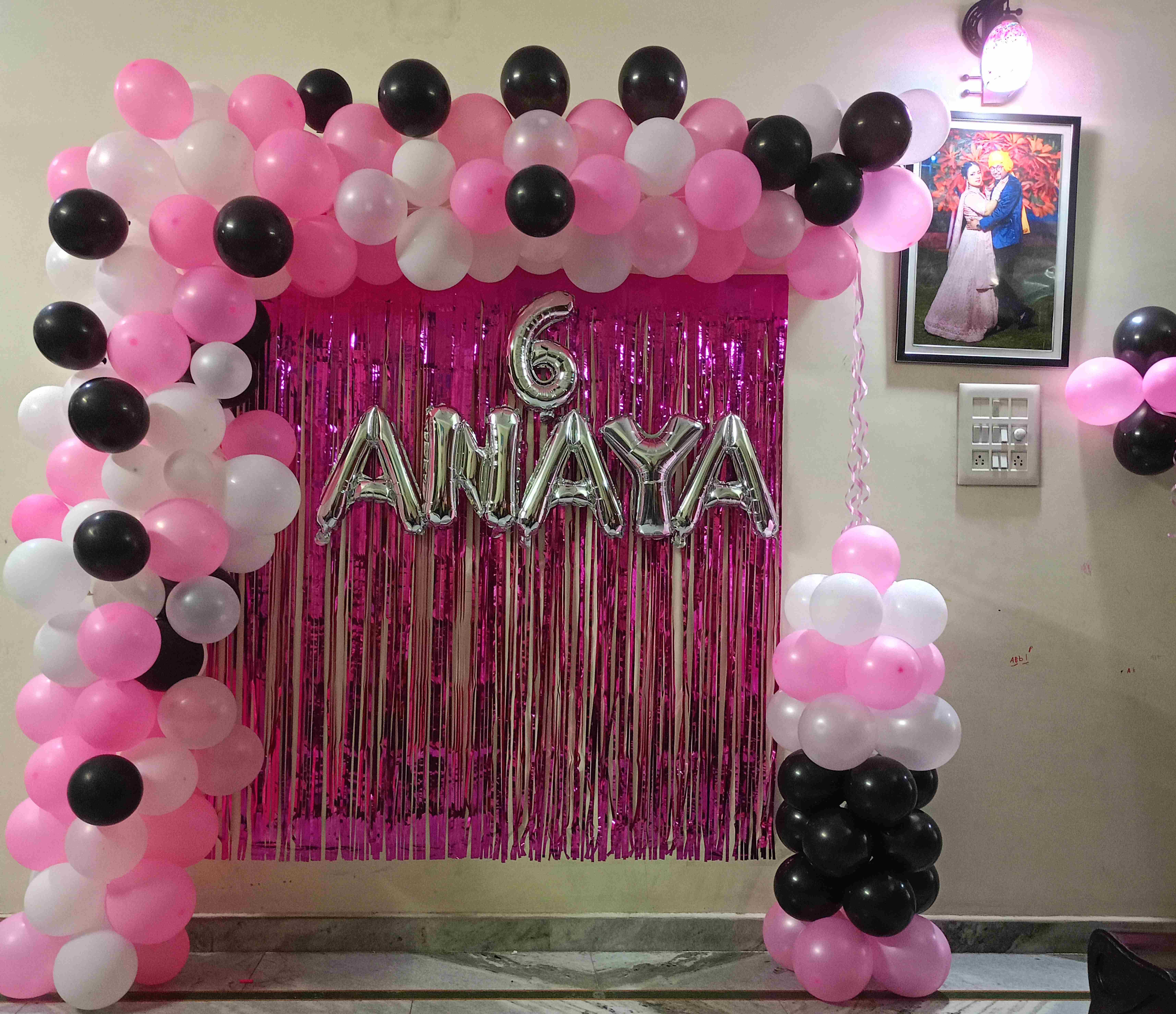 Arch Balloon Birthday Decoration Pink Black
