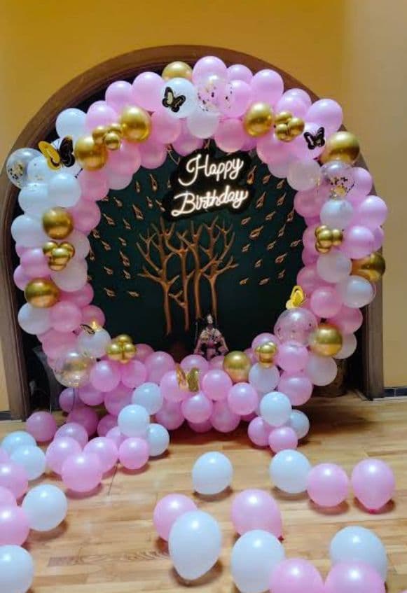 Butterfly Pink Birthday Balloon Decor Ring