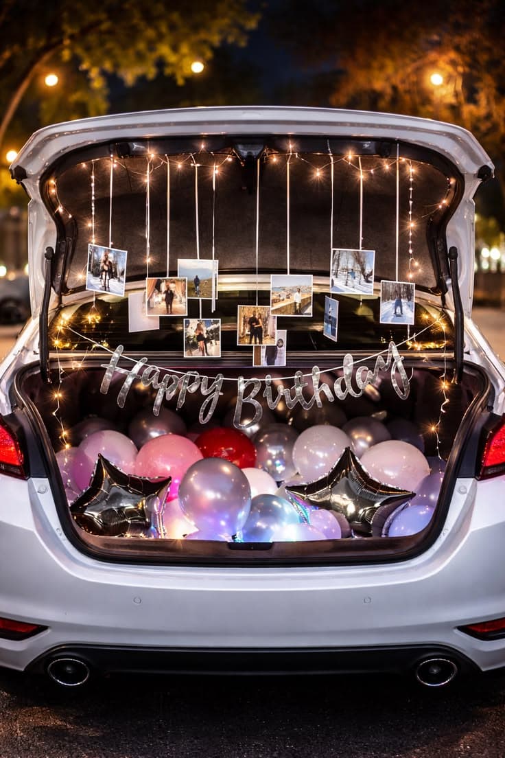 Car Boot Decor For Surprise On Birthday