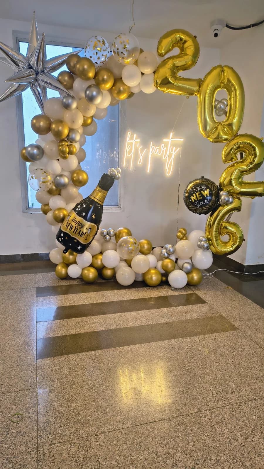 Elegant New Year Eve Balloon Decoration At Home setup in Faridabad