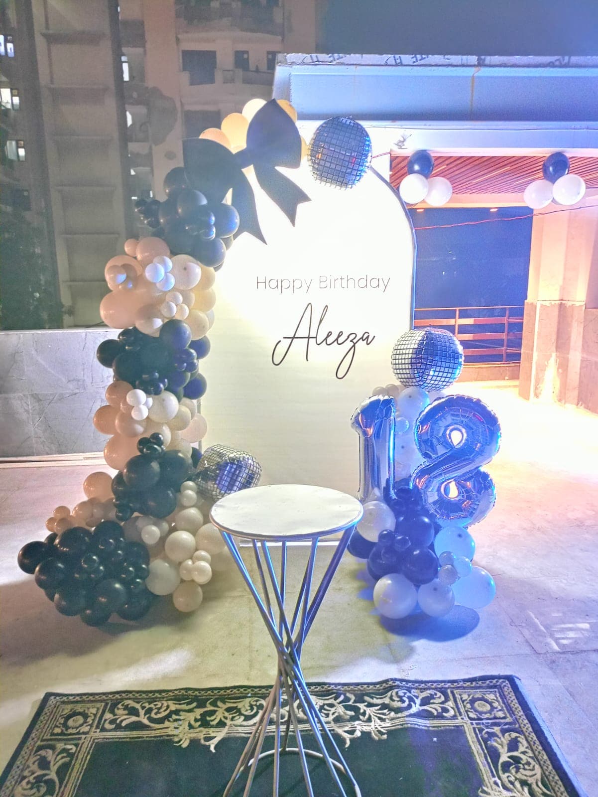 Happy Birthday Aleeza Balloon Decor With Disco Balls
