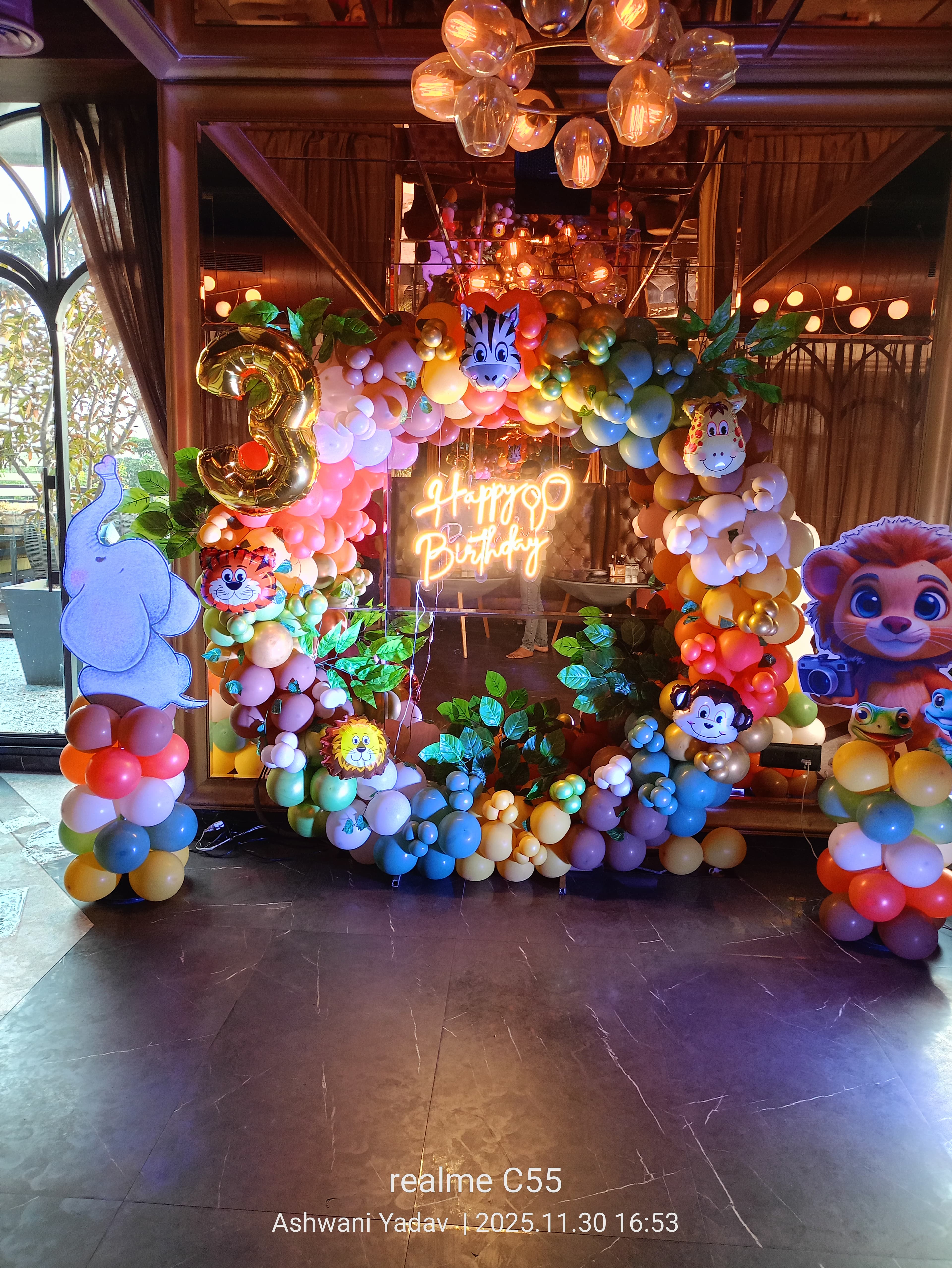 Jungle Rainbow Third Birthday Balloon Decor Ring