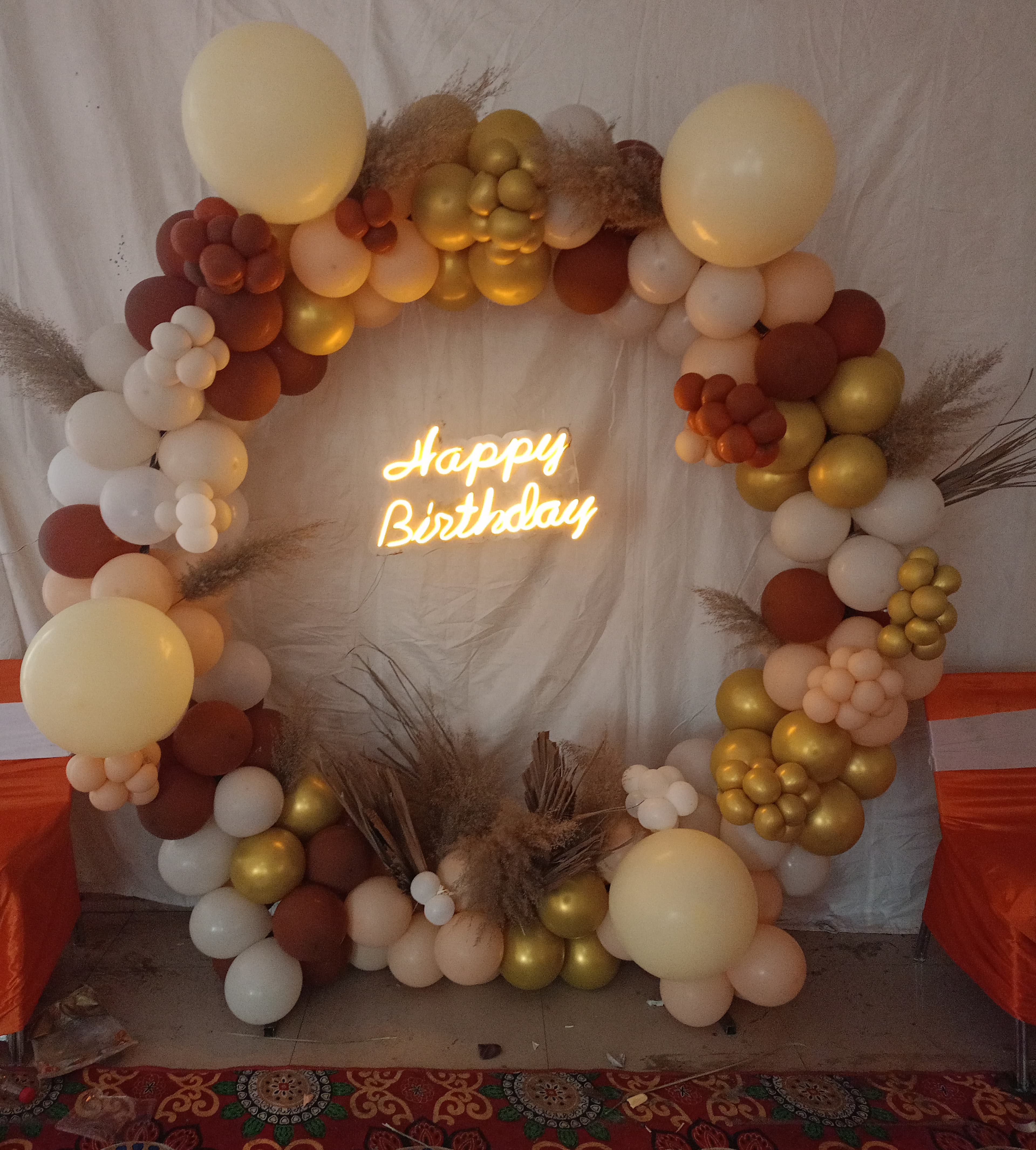 Neutral Pastel Birthday Balloon Decor