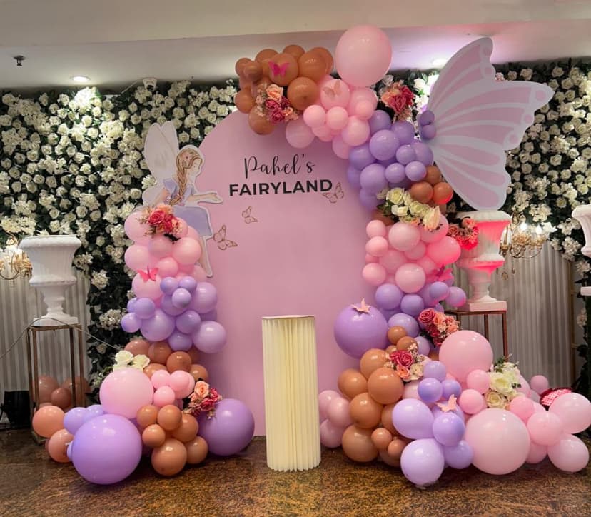 Pahel’S Fairyland Pink Butterfly Balloon Decor With Fairy Wings