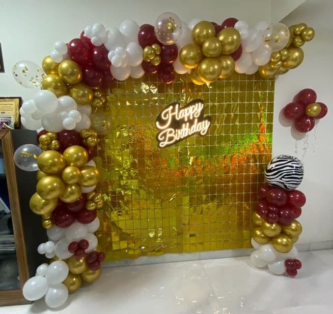 Arch Balloon Birthday Decoration Burgundy Golden