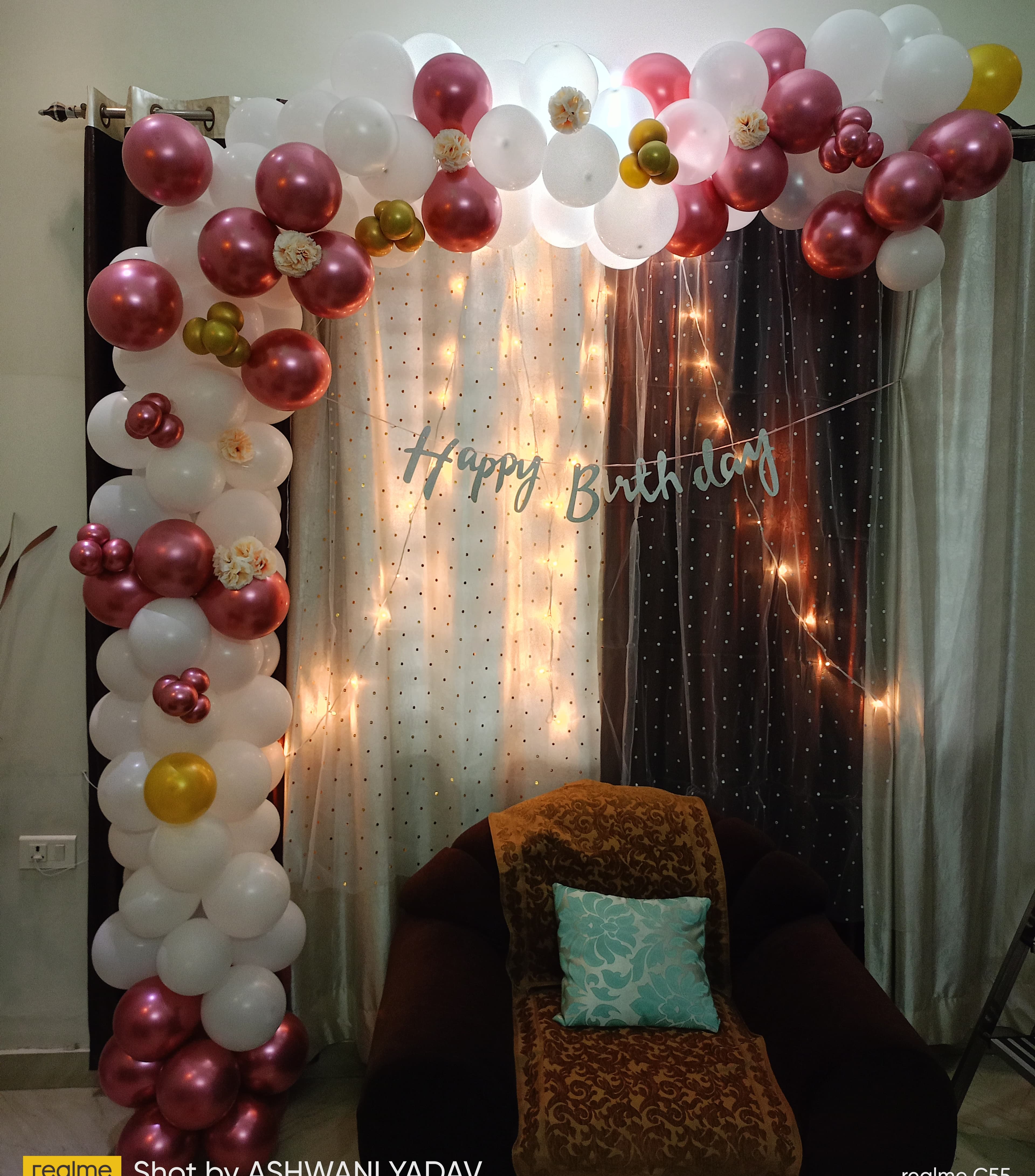 Arch Balloon Birthday Decoration Chrome Rose Gold