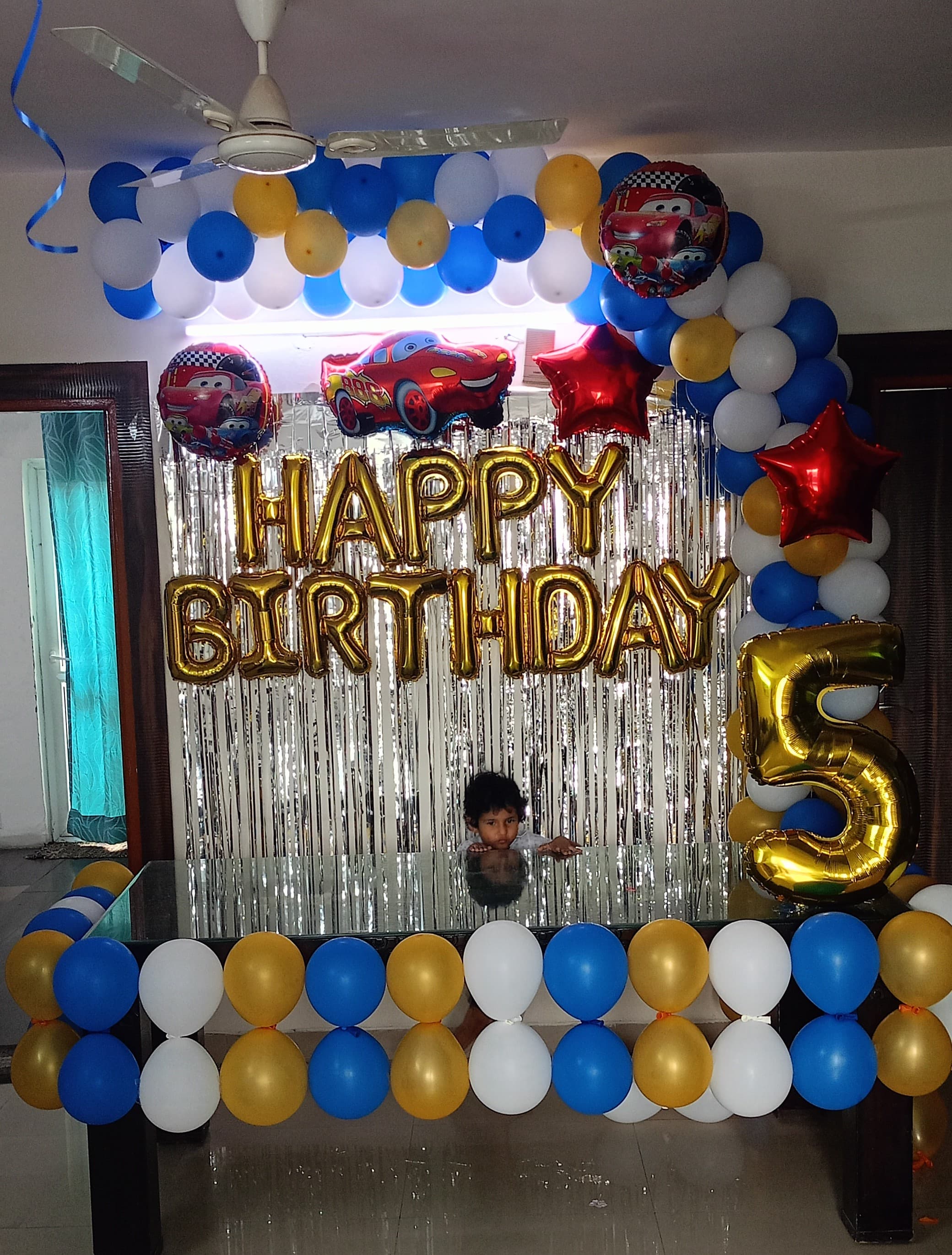 Arch Balloon Birthday Decoration White Golden Blue