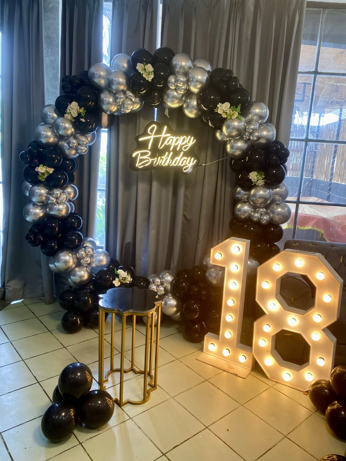 Birthday Black Silver Balloon Decor Ring