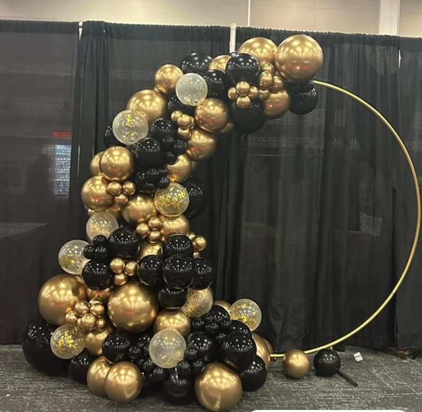 Black Gold Crescent Balloon Decor