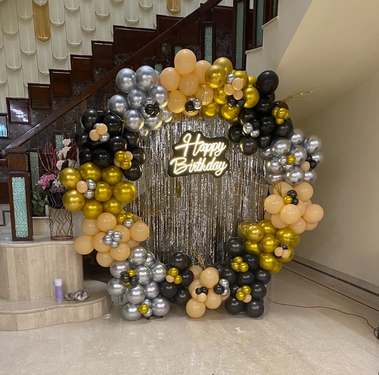 Black Gold Silver Birthday Balloon Decor Ring