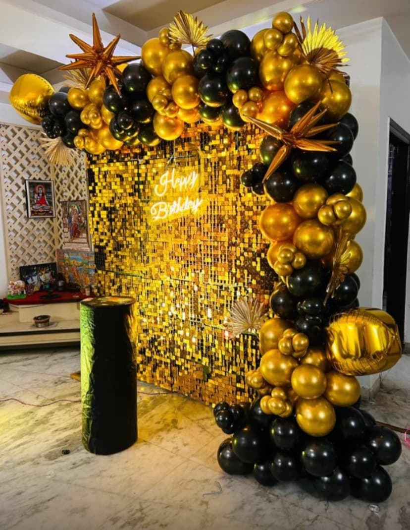 Black Gold Luxury Birthday Balloon Backdrop