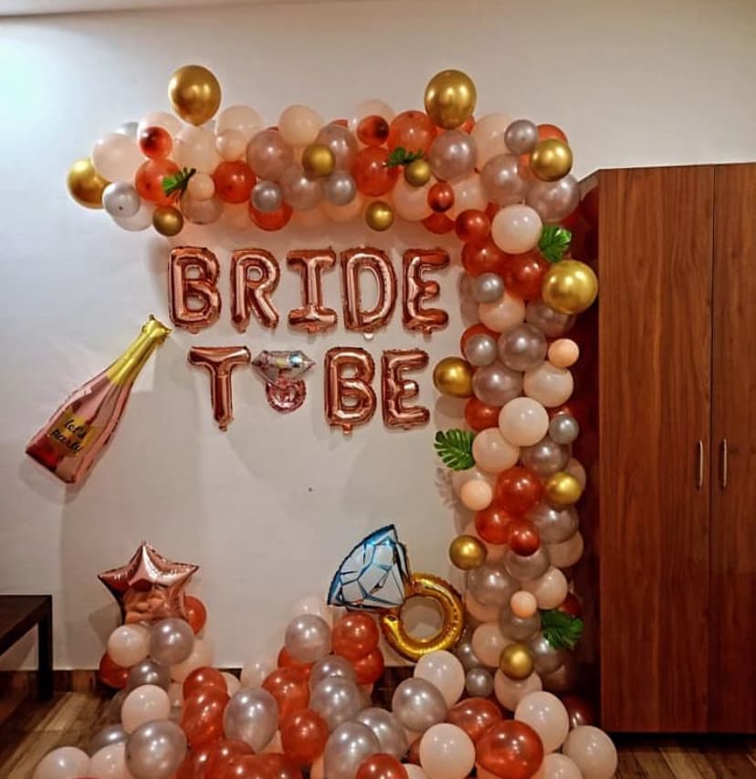 Bride To Be Balloon Decor  With Champagne And Ring Prop.PNG