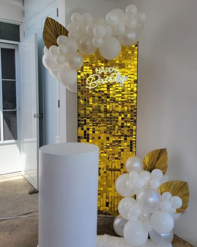 Burgundy White Birthday Balloon Decor