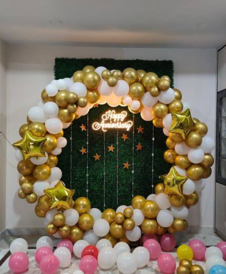 Gold White Star Birthday Balloon Decor