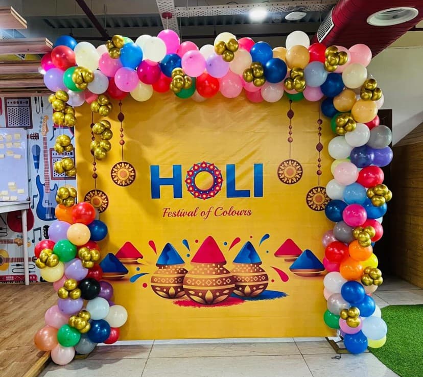 Holi Theme Balloon Decor For Office Or School