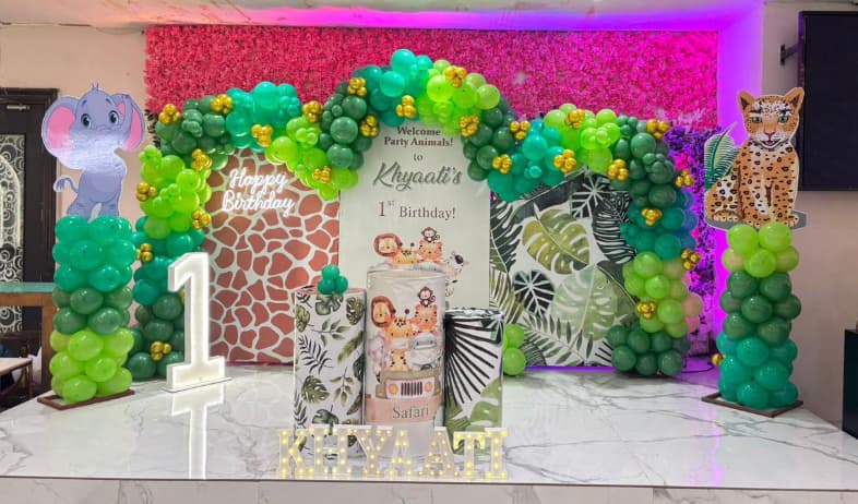Jungle Safari Theme First Birthday Balloon Decor Faridabad