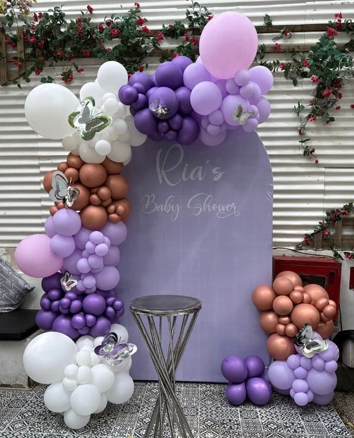 Lavender Butterfly Baby Shower Balloon Decor For Ria
