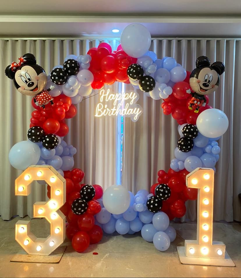 Mickey Minnie Theme Birthday Balloon Decor Ring