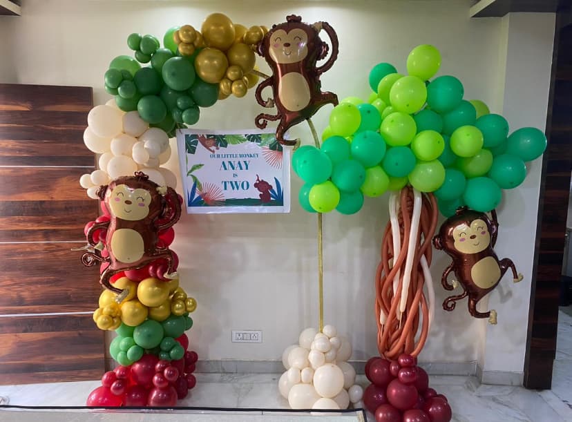 Monkey Jungle Theme Birthday Balloon Decor