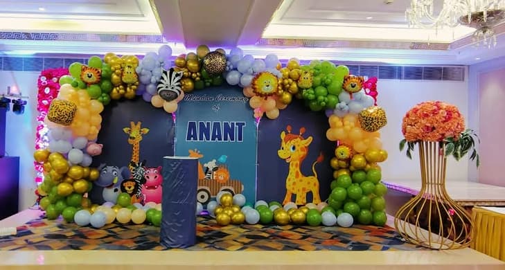Mundan Ceremony Jungle Theme Balloon Decor