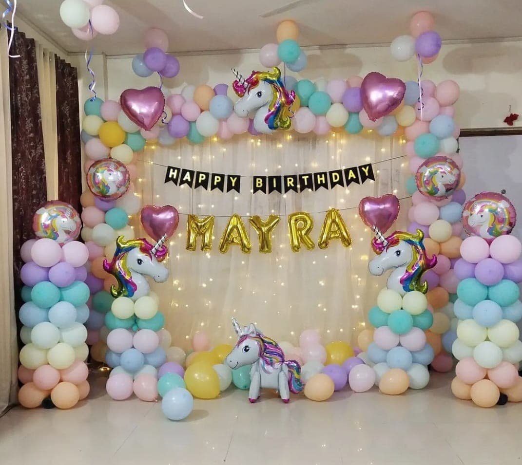 Pastel Unicorn Theme Birthday Balloon Backdrop Arch Decor