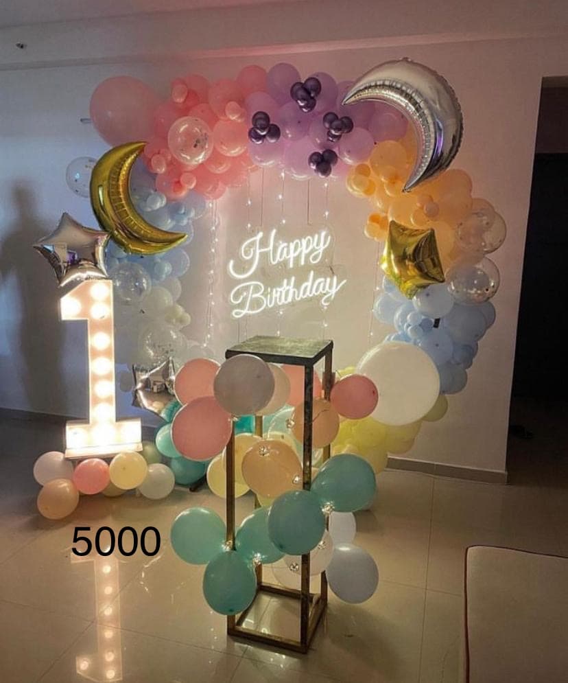 Pastel Moon Star First Birthday Balloon Decor Ring Faridabad