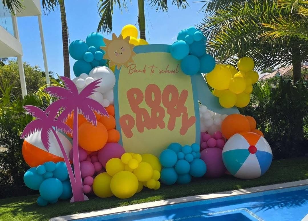 Pool Party Back To School Balloon Decor