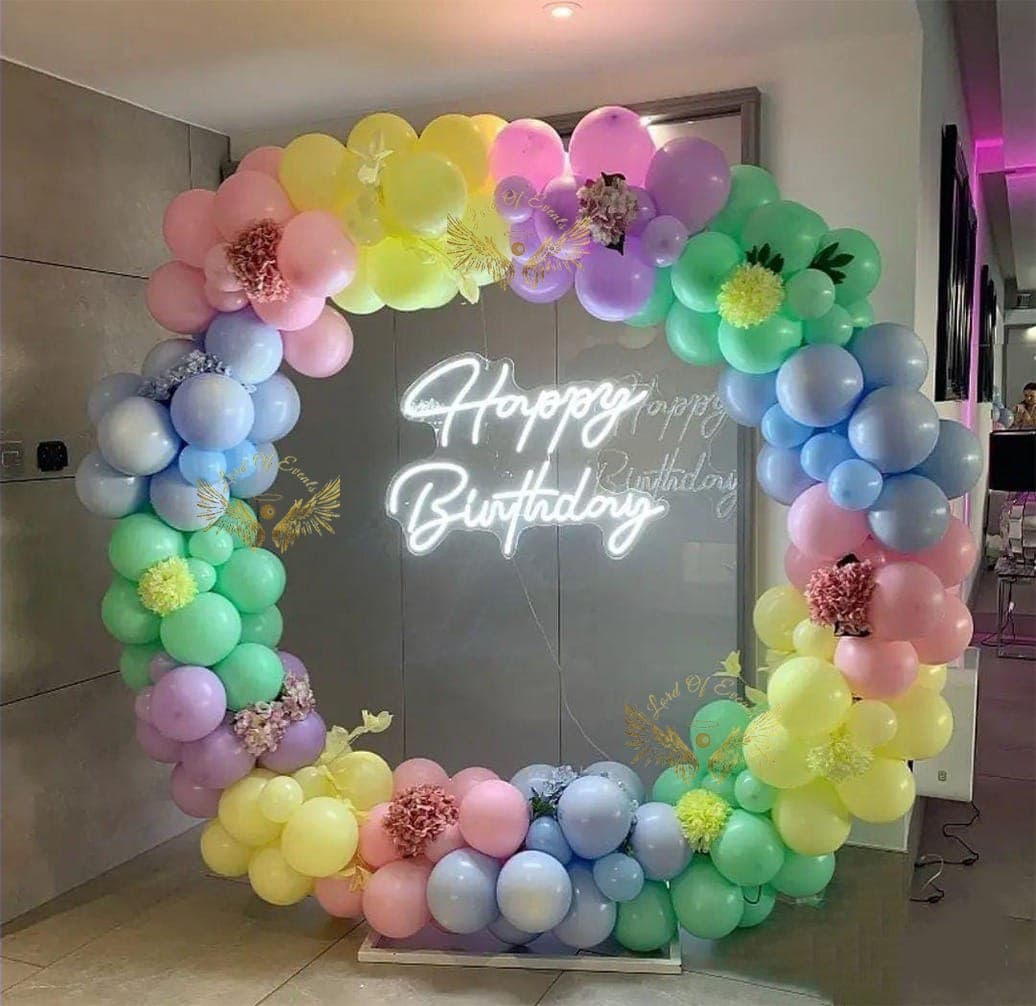 Rainbow Pastel Birthday Balloon Decor Ring