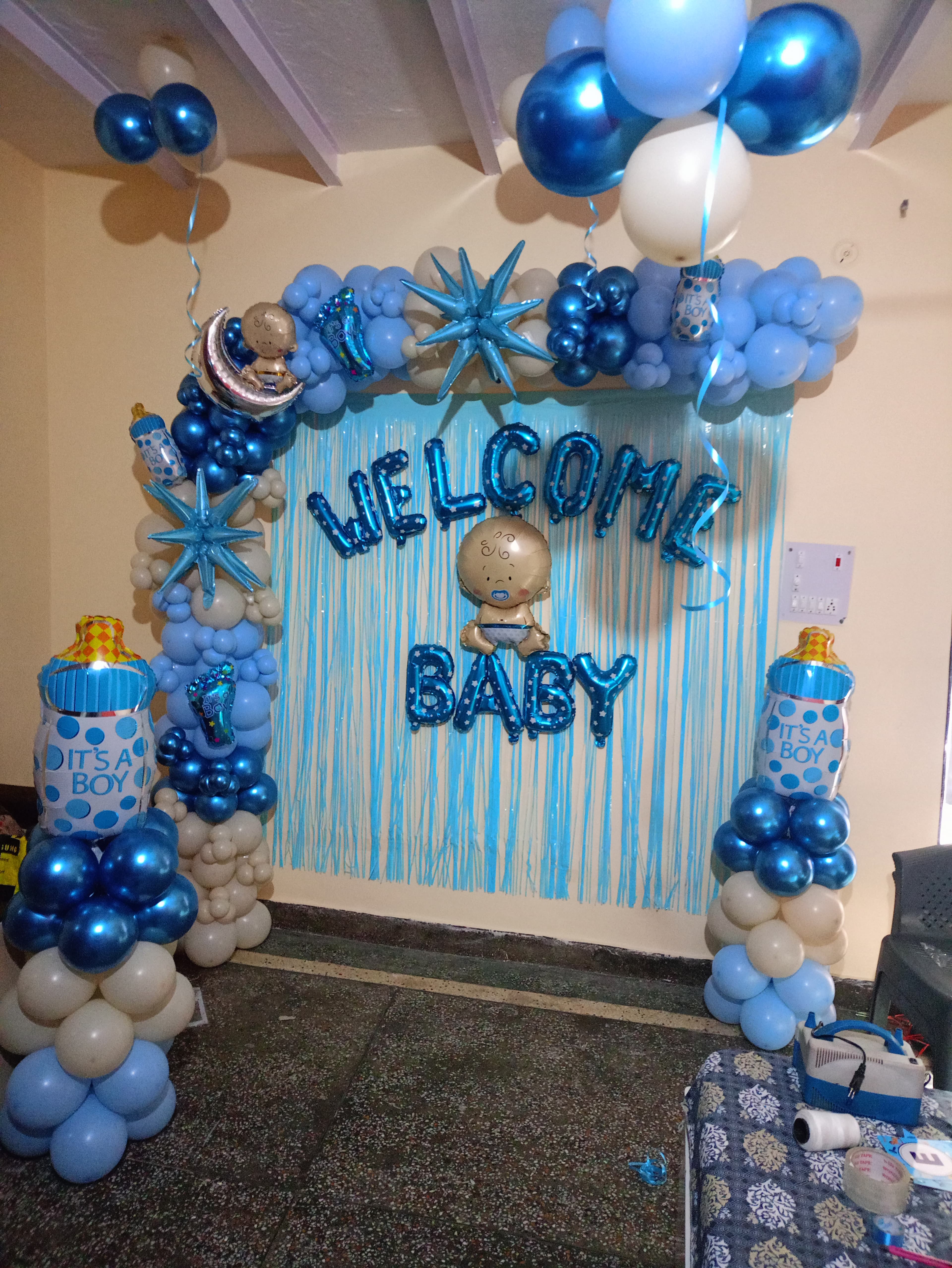 Welcome Baby Boy Balloon Decor
